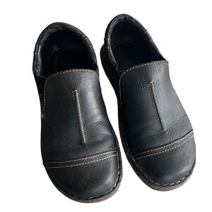 BØRN Born Women's 6.5 / 37 Black Leather Slip On Comfort Shoes Made Mexico